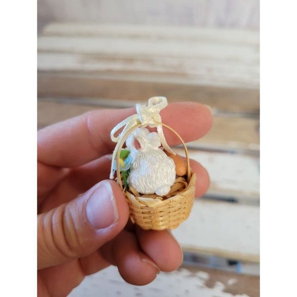 Easter rabbit basket mini village home decor - Picture 3 of 7